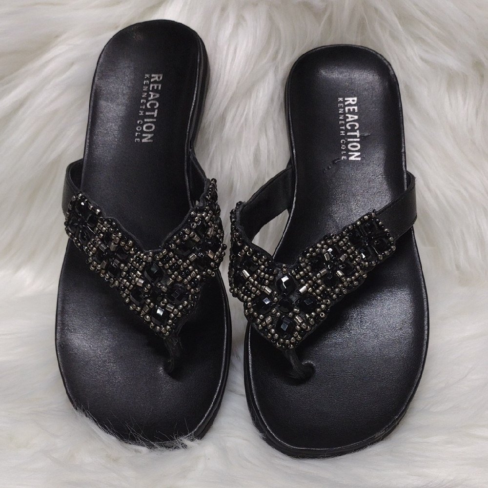 Kenneth Cole Reaction Black Embellished Sandals